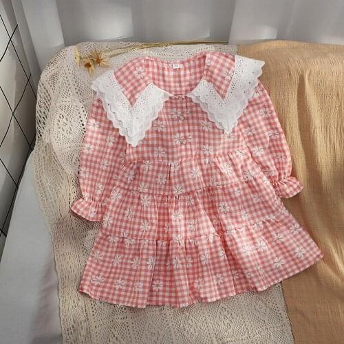 Children Dresses for Girls New Spring Kids Clothes Long Sleeve Plaid Princess Dress for Kids Party Vestidos 3-14 Years 2021