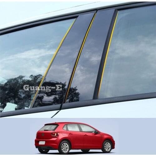 For Volkswagen VW Polo Hatchback 2019-2022 Car PC Material Pillar Post Cover Door Trim Window Piano Black Molding Sticker