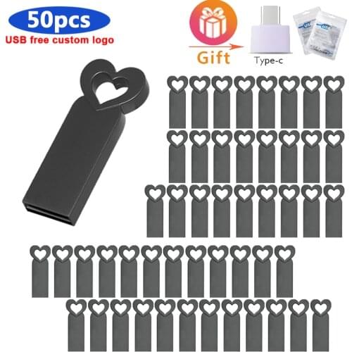 50pcs/lot Custom Logo Usb2.0 Flash Flash Drive 32 Gb Pen Drive 4 Gb 8 Gb 16 Gb 64 Gb 128 Gb Pendrive Metal Flash for Photography