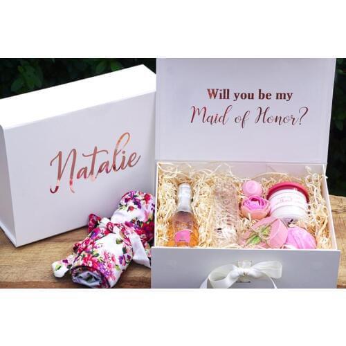 Personalized name bridesmaid proposal gift Box, custom flower girl, Will you be my Bridesmaid box, Maid of Honor proposal box