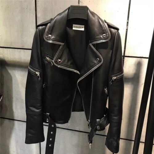 Quality ladies real women genuine moto&biker leather jacket