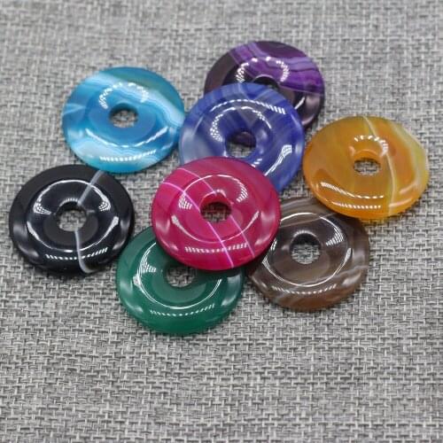 2Pcs Natural Stone Big Hole Loose Beads Striped Agates For Jewelry Making DIY Necklace Pendant Bracelet Earrings Accessory