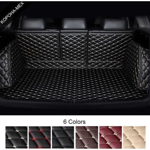 Luxury Car Trunk Mat For Toyota Land Cruiser 200 Prado 150 5 Seat Car Boot Protector Cargo Liner Leather Trunk Carpet Protection