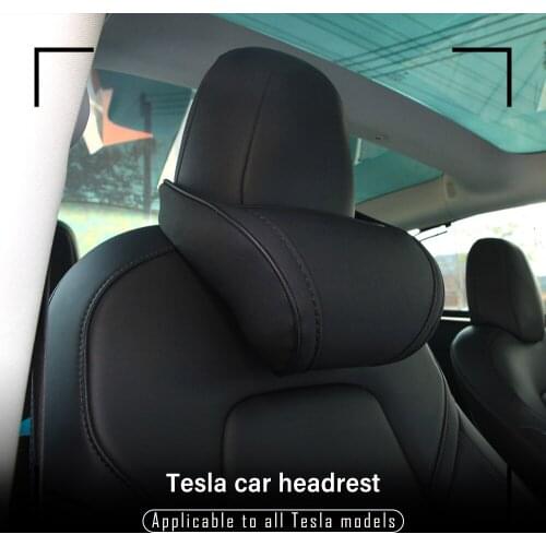 Memory Leather Pillow For Tesla Model 3 2021 Accessories For Tesla Pillow Neck waist Cushion Tesla Model three Y X S ALL Year