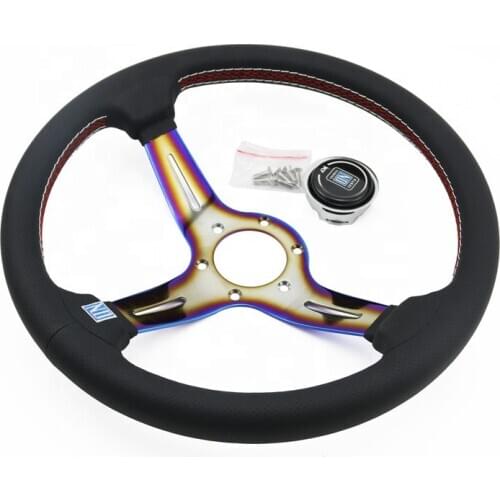 Leather Steering Wheel Racing Steering Wheel Sports Steering Wheel Car Steering Wheel PVC Steering Wheel 14 Inch 350MM