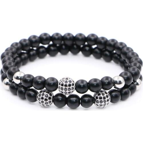 Mestylish Men Black Mattel Onyx Charm pulseira Women Gifts Famous Brand Men bracelets & bangles pulseras hombre