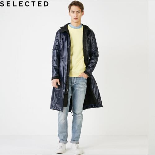 SELECTED Mens Spring 100% Cotton Mid-length Hooded Coat S|4191OM517