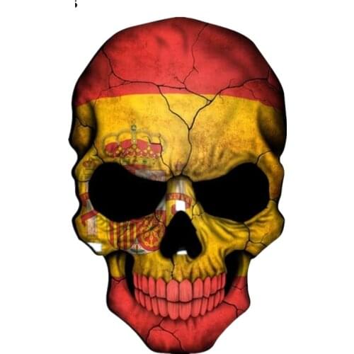 Hot Sell Personality SKULL FLAG SPANISH Car Sticker Accessories Vinyl PVC 13cm*8cm Motorcycle Waterproof Reflective Decal
