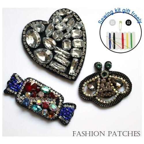 1pc DIY fashion heart insect Patches for clothing Embroidery Sequins animal patches for bags decorative parches applique