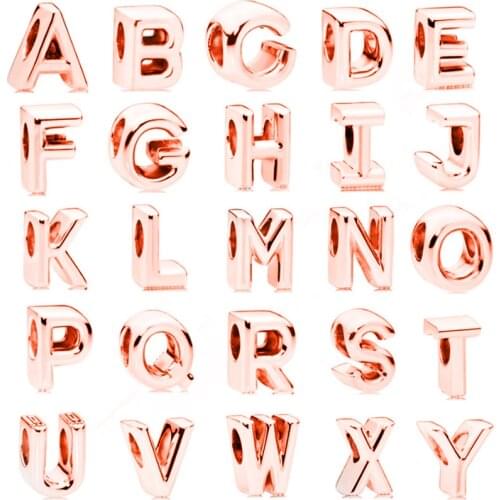 New fashion charm original rose gold Pandora A-Z 26 English alphabet Beaded womens bracelet jewelry accessories