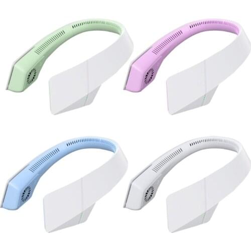 New Hanging neck fan Rechargeable USB hand free small fan 4 colours N0PF
