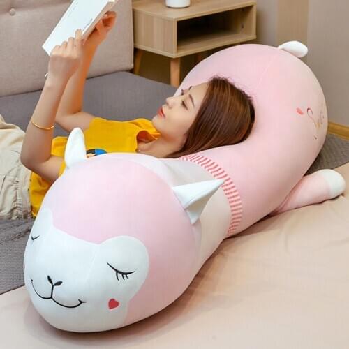 Sheep 65-120cm Down Cotton Lying Alpaca Soft Stuffed Plush Animals Toy Pregnant Woman Sleeping Leg Pillow for Birthday Gift