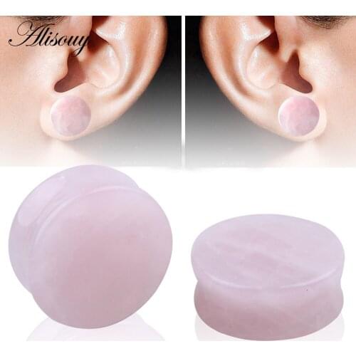 Alisouy 1Pair stone Ear Expander Body Piercing Jewelry Flesh Tunnels Stone Ear Plugs Ear Gauges 5-25mm Unisex Expander Stretcher