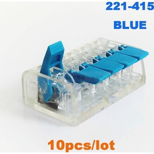 Wire Connectors waterproof connector cable terminals block plug-in connector 221-415 blue color new type Cable Connector