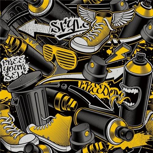 Stretch satin fabric custom cute punk style anime pattern dress polyester fabric DIY sewing patchwork V3