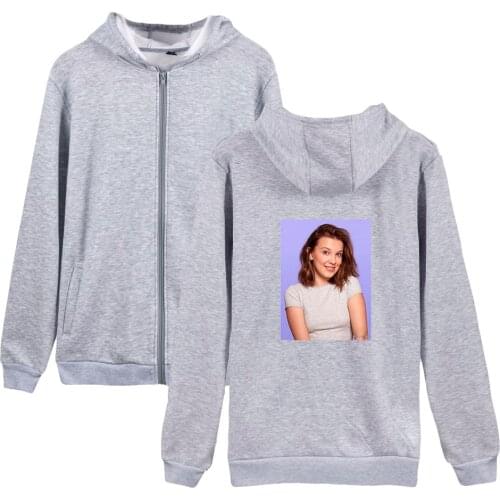 Millie bobby brown Fashion Prints Zipper Hoodies Women/Men Long Sleeve Hooded Sweatshirt Hot Sale Casual Streetwear Clothes