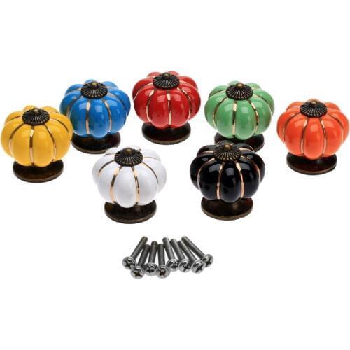 Vintage Pumpkin Cabinet Knobs and Handles Furniture Handles Ceramic Door Knob Cabinet Drawer Cupboard Kitchen Pull Handle Knobs