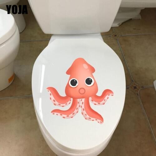 YOJA 22.9*22.9CM Cute Cartoon Squid Wall Sticker Bedroom Home Decor Toilet Decal Funny Benthos T3-0836