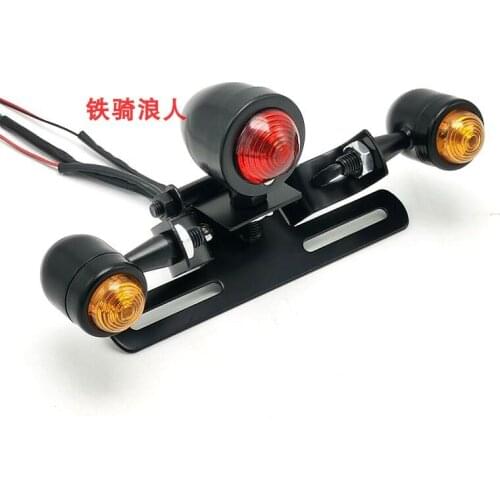 Black Silver Metal Motorcycle Tail Light Brake Light for Suzuki Yamaha Honda CG125 GN125 Waterproof Modified Accessories