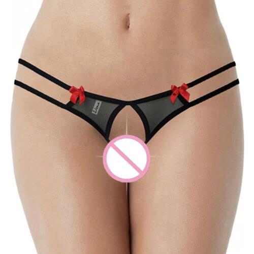 Women XS S M L XL 2XL 3XL Plus Sizes Red Black Colors Crotchless Transparent Sexy Lingerie Underwear G String thongs For Ladies