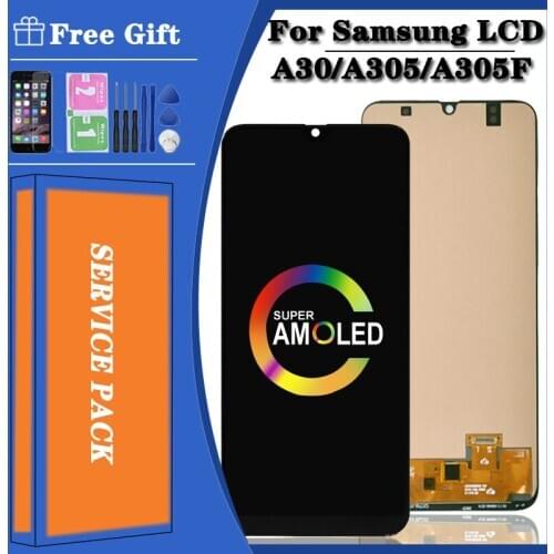 6.4'' SUPER AMOLED A30 LCD For SAMSUNG GALAXY A305 / DS A305F LCD Display Touch screen Digitizer Component Replacement Original