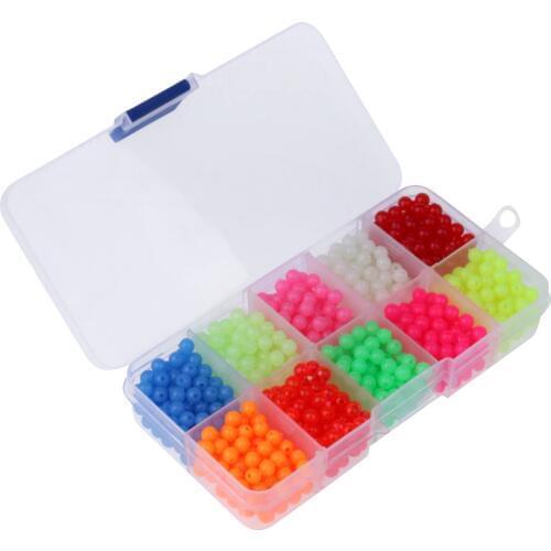 1 Box of Plastic Luminous Round Beads Fishing Lures Fishing Beads Kit Fishing Tackle Tools Eggs Hard