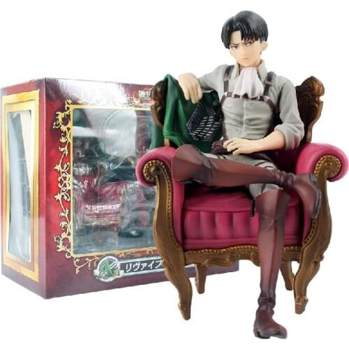 15cm Anime Attack On Titan Levi Rivaille Rival Ackerman Sofa Solider Levi Sleeping Chair Ver. Pvc Action Figure Model Dolls Toys