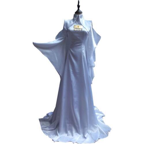 2018 Anime Saint Seiya Athena White Mullet Lolita dress Cosplay Costume Gorgeous party Dress custom made halloween costume for w