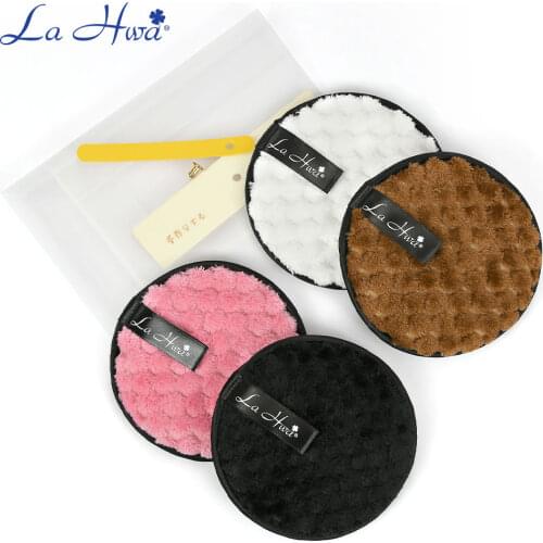 4 Pcs Set Reusable Round Makeup Remover Pads, Microfiber Makeup Remover Wipes for Heavy Makeup & Masks, Extra Large 12cm Dia