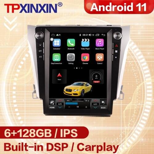 6+128GB Android 11 Tesla Screen Multimedia Stereo For Toyota Camry 2012 2013 2014 2015 2016 2017 Radio Receiver Player Head Unit