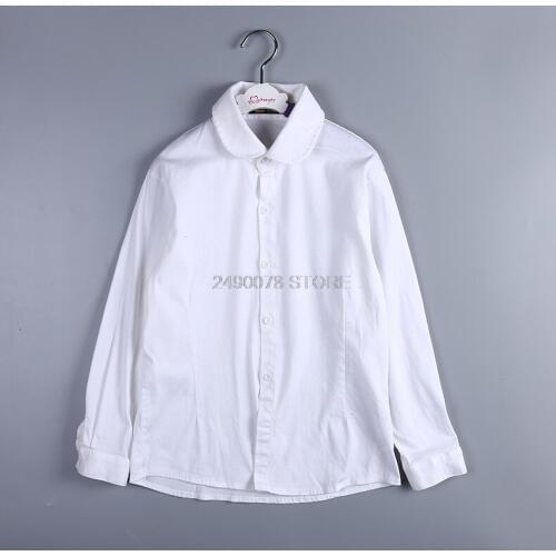 Boys Girls White Blouse Shirts School Kids High Quality Cotton Blouse Children Wedding Party Formal Blusas Teenage Blouse 3-16Y