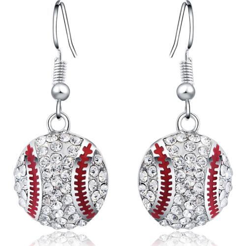 Baseball Dangle Earrings Rhinestone Pendant Earrings Fashion Casual Baseball Earrings Drop Earrings Sports Earrings