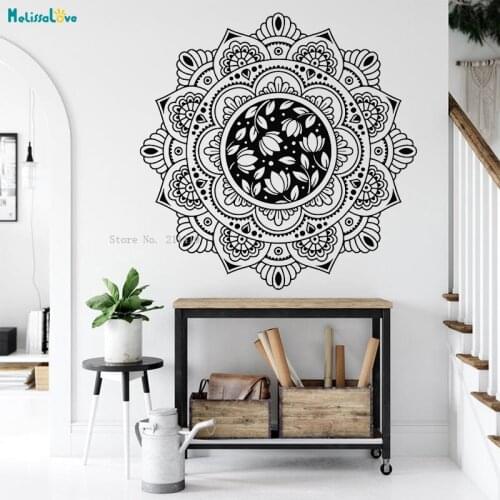 Large Size Vinyl Mandala Circle Floral Wall Decals Ornament Meditation Stickers Home Living Room Decor Removable Murals YT5931