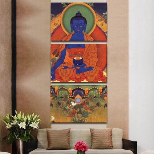 Buddhism 3pcs Abstract Buddha Modern Home Decor Canvas Print Painting Wall Art Picture for Living Room Modular Picture No Framed