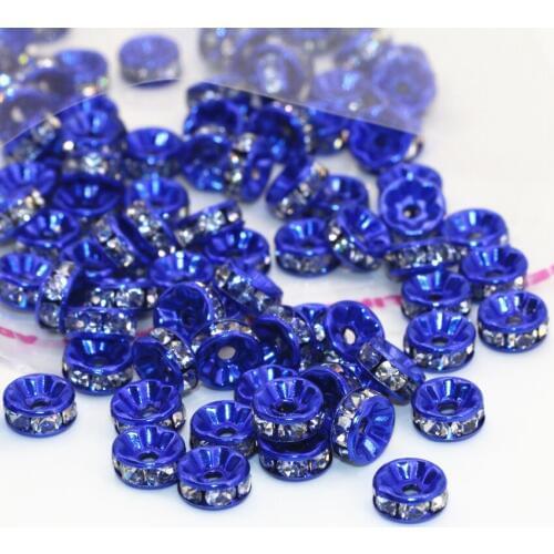 6 8 10 12mm rondelle abacus beads rhinestone crystal spacer accessories 30pcs blue pink red purple jewelry making findings B2813