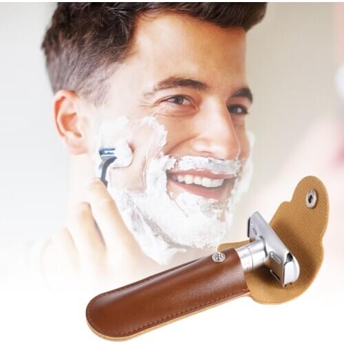 Razor Case Travel Razor Holder Case For Manual Double Edge Safety Razor Razor PU Leather
