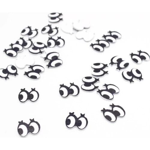 50pcs/pack Wood chip eyes Decorative Buttons Wood Sewing Buttons Scrapbooking diy craft Accessories