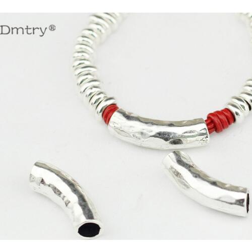 Dmtry 5pcs Silde Spacer Hole Curved Tube Slider Spacers Jewelry Findings Charms Jewelry Parts Leather Cord Connectors BB0006