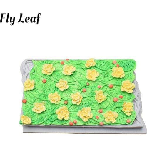 FlyLeaf New Branch flower vine rose flower leaf silicone mold cake border decoration fondant baking cake border decoration DIY