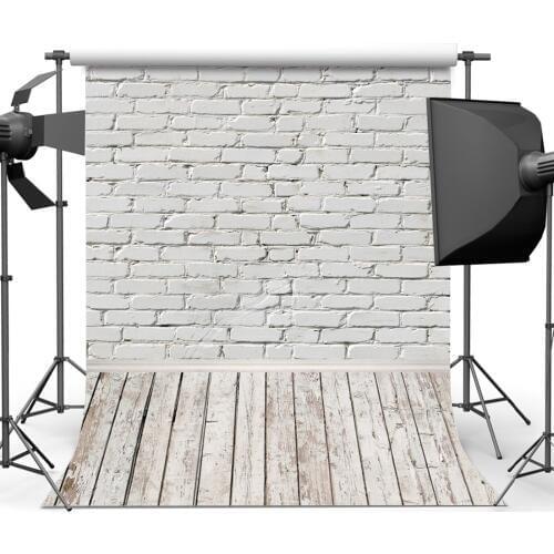 White Brick Wall Photography Backdrops Wooden Floor Backgrounds for Pet Toy Photo Studio Baby Shower Newborn Children Photophone