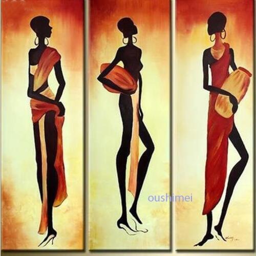 Hot Sale Handpainted 3 Piece Gril Oil Painting On Canvas Wall Painting Canvas Pictures For Bedroom Office Wall Art Character
