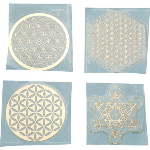 Hot TTKK 4Pcs/Set New Metal Energy Decor Sticker Flower Of Life