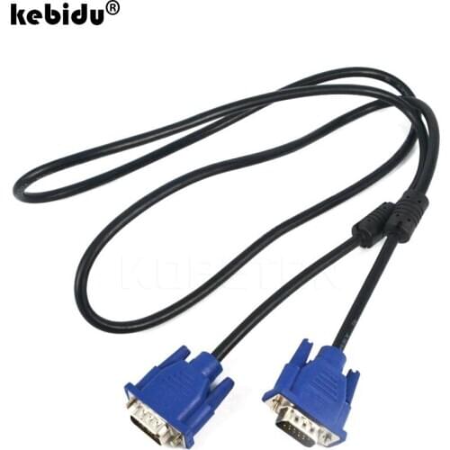 Kebidu 1.5M 15 Pin Male to Male VGA to VGA Extension Cable Converter Connector For Computer Monitor Projector PC TV Adapter