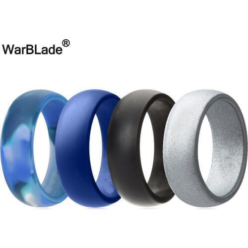 WarBLade 8mm 6-12 Size Food Grade FDA Silicone Ring Hypoallergenic Crossfit Flexible Silicone Finger Rings For Men Women 4pc/set