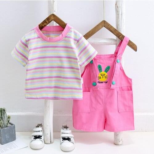 Fashion Spring Autumn Baby Girls Clothes Children Cartoon Cotton T-Shirt Overalls 2Pcs/Set Toddler Clothing Kids Tracksuits