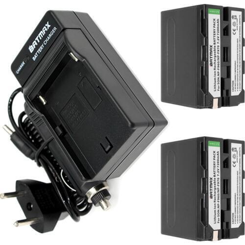 2-PACK 7200mAh NP-F960 NP-F970 Battery Pack + Car AC Charger Kits & Power Plug Adapter for Sony NP-F770 NP-F750 F960 F970