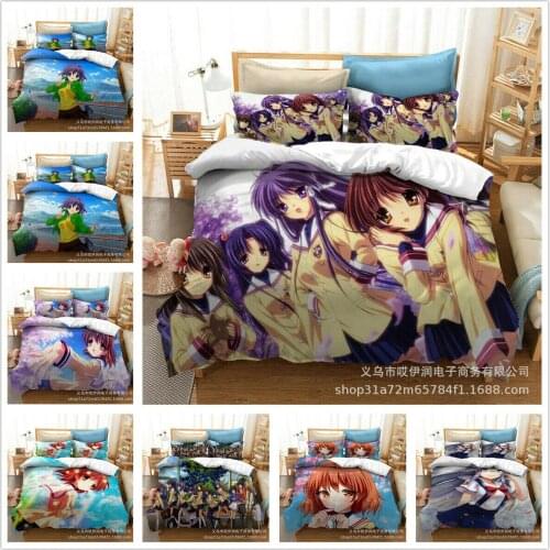 CLANNAD Bedding Set 2/3Pcs Duvet Cover & Pillowcase(s) 3D Printed Quilt Cover Home Textile Gift