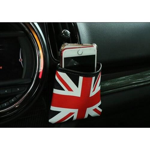 Red Union Jack Leather Auto Air Outlet Pouch Box Bag Organizer Cell Phone Pocket Storage Holder for MIN Cooper Car Assessoires