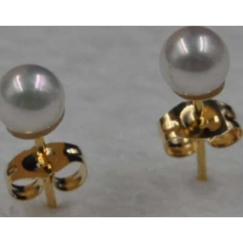14k gold GORGEOUS luster 4.5mm round Akoya pearl Earring