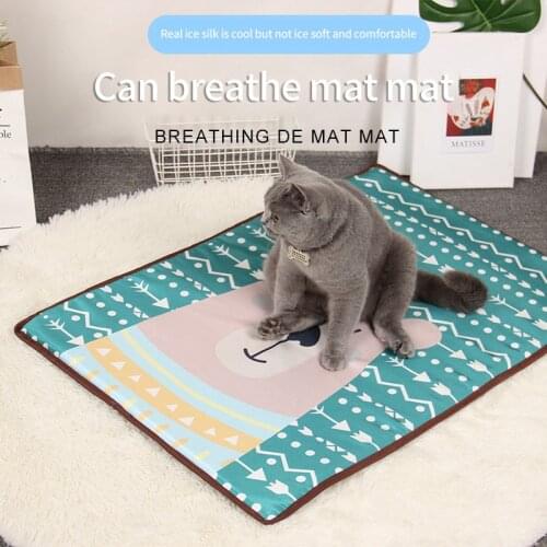 Dogs Cats Bed Spring Summer Cooling Ice Silk Mat Cartoon Comfortable Waterproof Suitable For Large Medium Small Pet Accessories